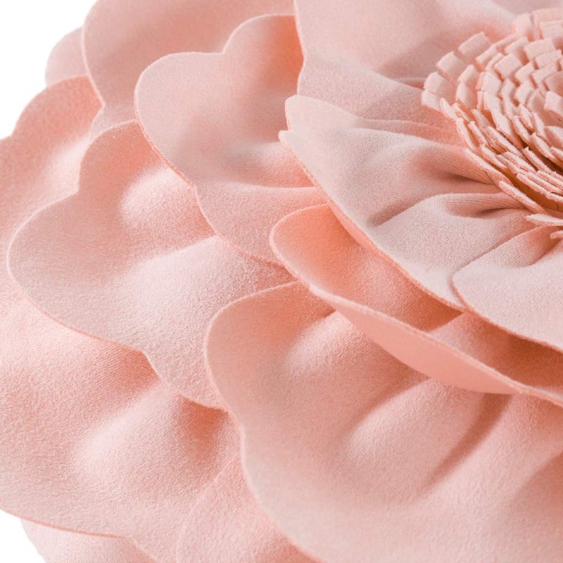 JWH Stereo Flower Throw Pillow Cover Decorative Floral Pillow Case Round Cushion Hand Crafted Pillowcase for Bedroom Bed Couch Living Room 14 Inch Pink - Image 3
